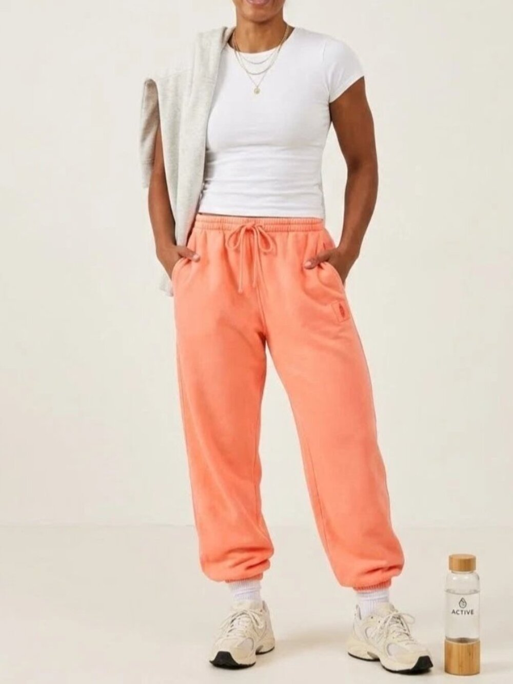 Free People FP Movement All Star Sweatpants Smocked Mid Rise Pull-on M 290237